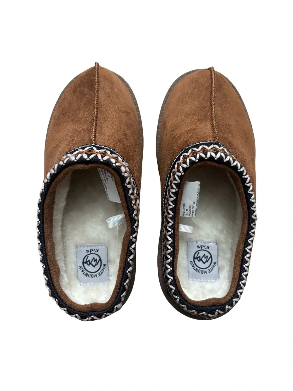 White Mountain Kids Brown Suede Slip-On Clog with Braided Trim (unisex)